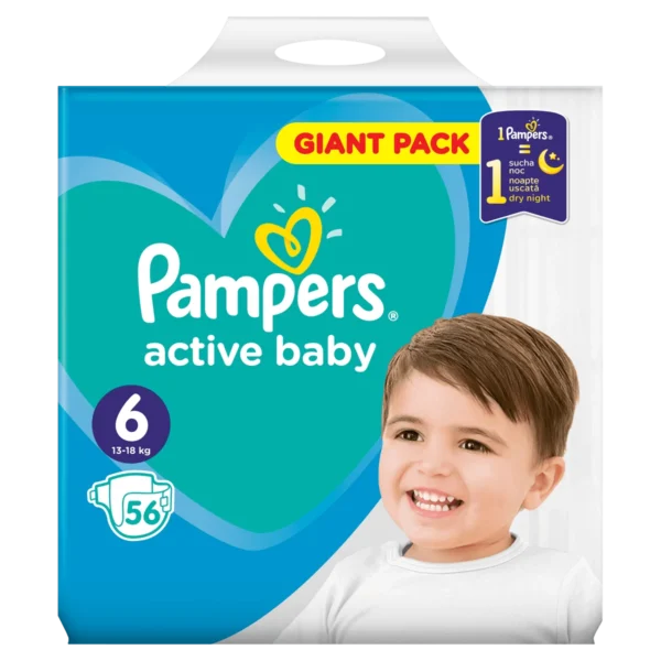 PAMPERS Active Baby Пелени за бебиња бр. 6 (13-18 кг), 56 пелени