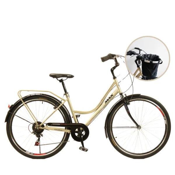 ВЕЛОСИПЕД MAX SITY UNISEX GOLD 11.0 28 СО КОРПА ЗА ВЕЛОСИПЕД (ЦРНА)