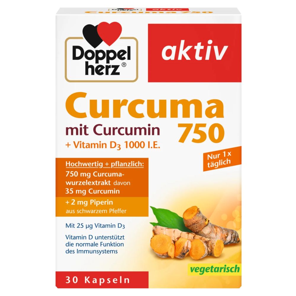 DOPPELHERZ CURCUMA 750MG+VIT.D1000IU X30 DOPPELHERZ CURCUMA 750MG+VIT.D1000IU X30 - Image 1