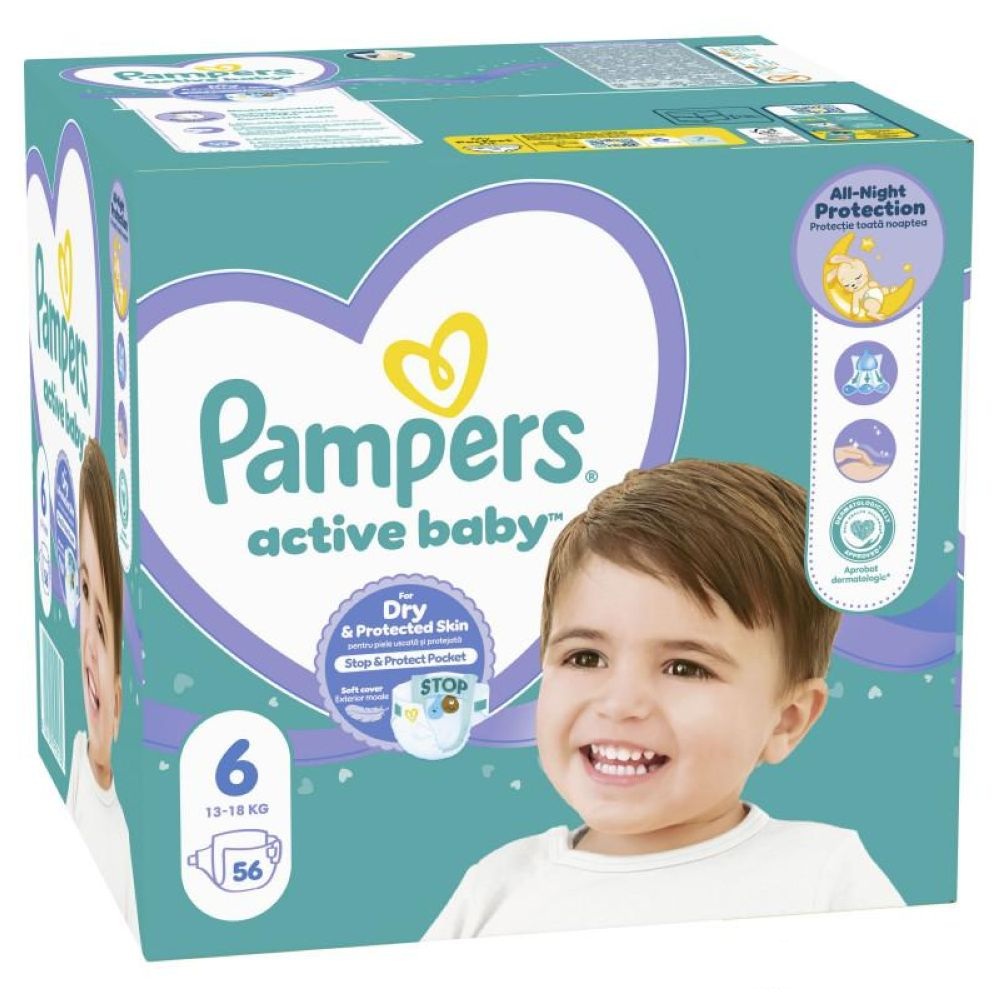 PEL.PAMPERS ACTIVE GIANT 6 13-18KG/56